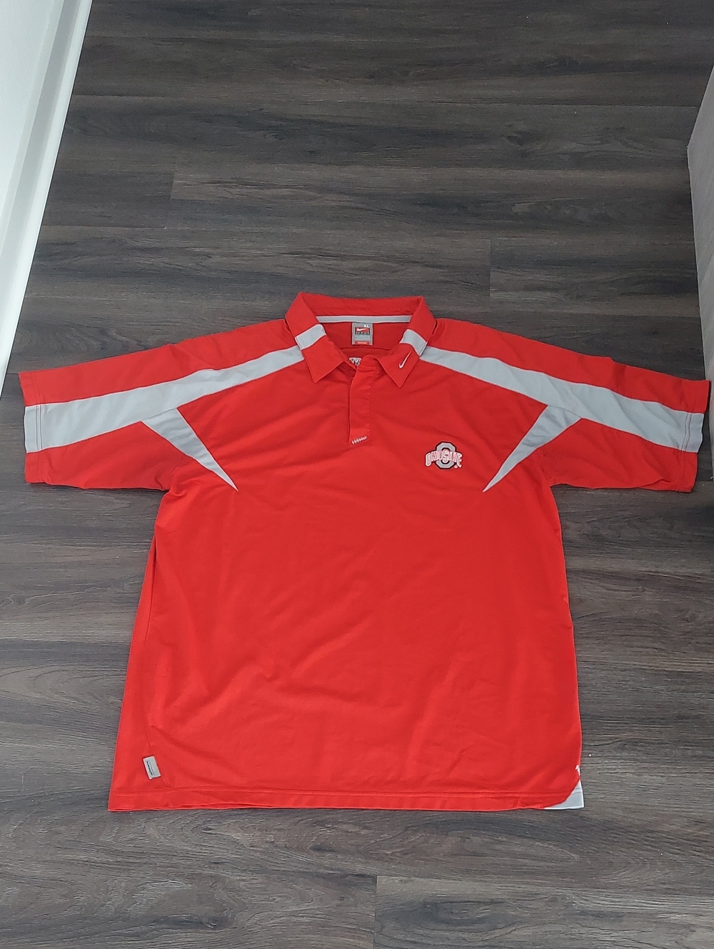 Nike Men's Red Polo with Gray Contrast Panels